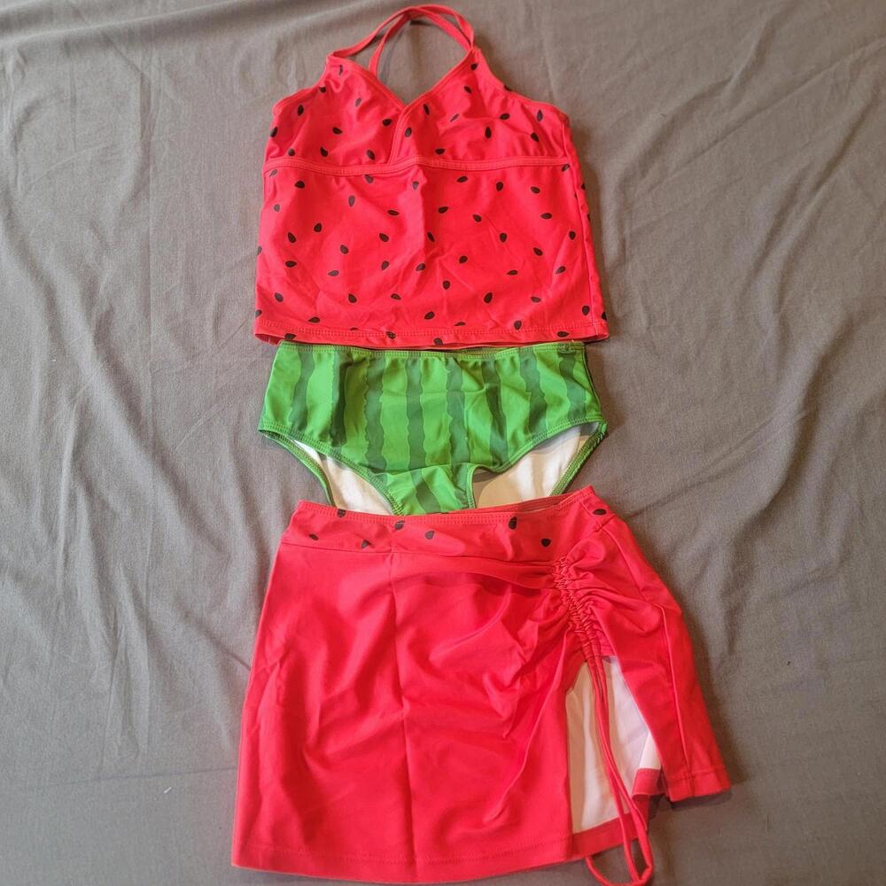 Swimsuit, Girls, 9Y, 3-Pieces, New, "Watermellon"